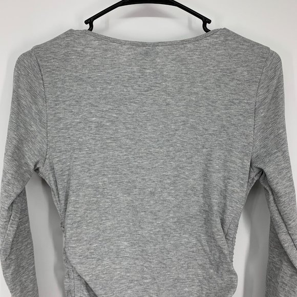 Shein Dress Gray Bodycon Mini Drawstring Side Long Sleeve - Picture 9 of 10